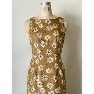 Vintage Silk Daisy Midi Dress - 8